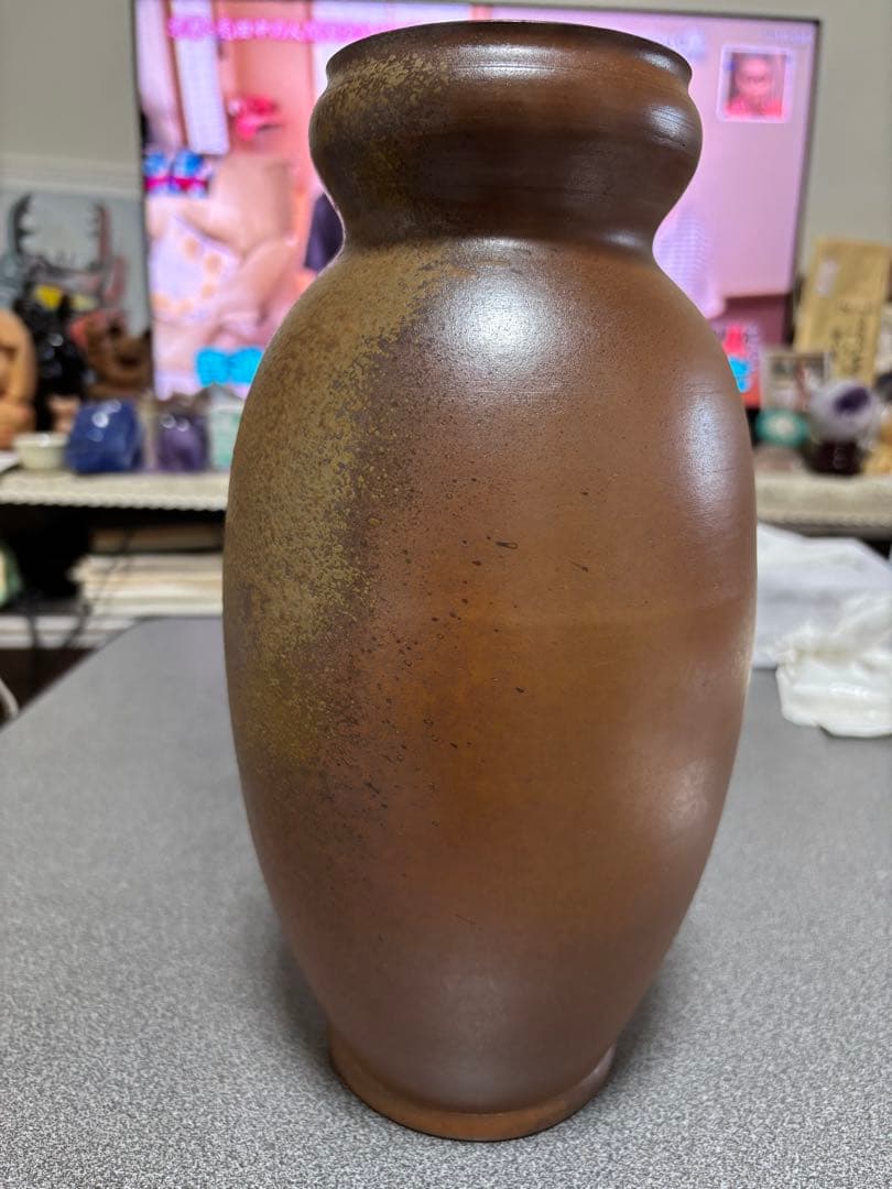 人間国宝　金重陶陽作　花瓶　分銅印