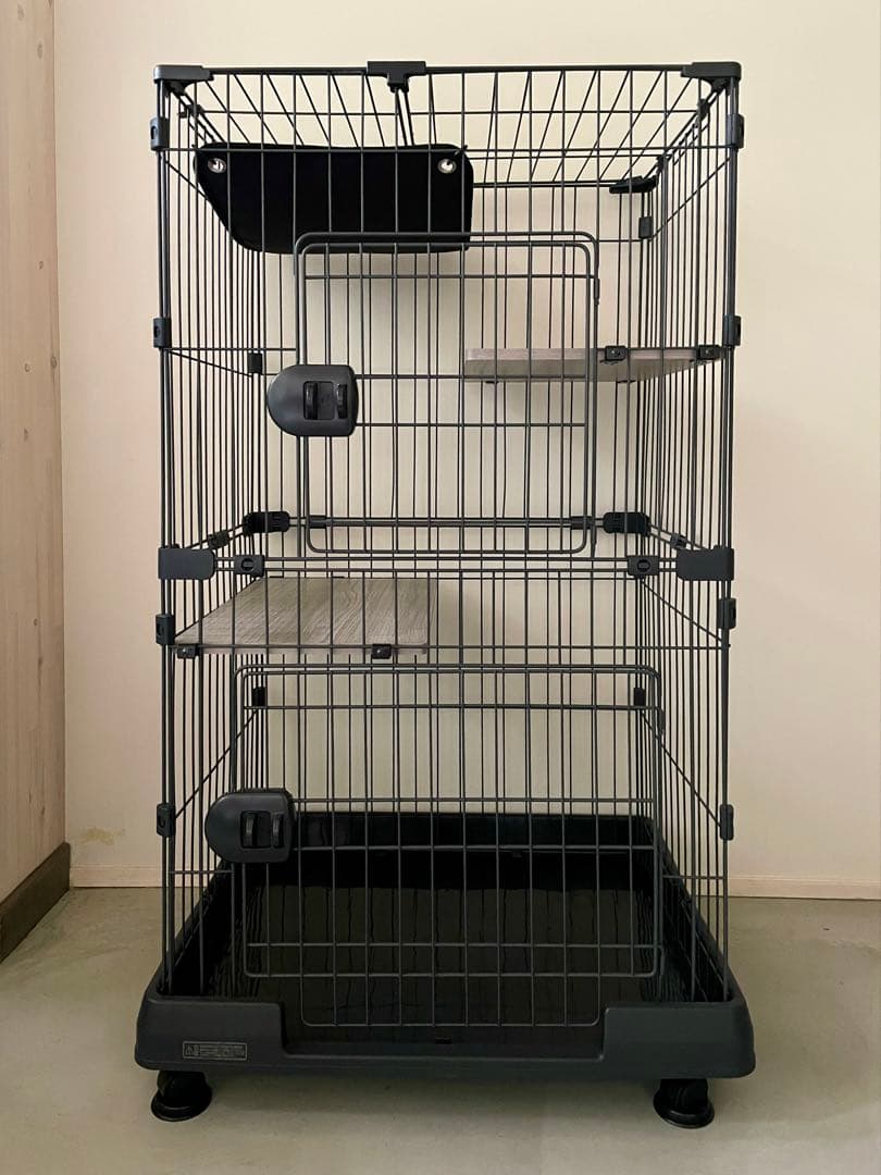 アイリスオーヤマ 猫 ケージ ミニタイプ 2段 ハンモック付き マットグレー