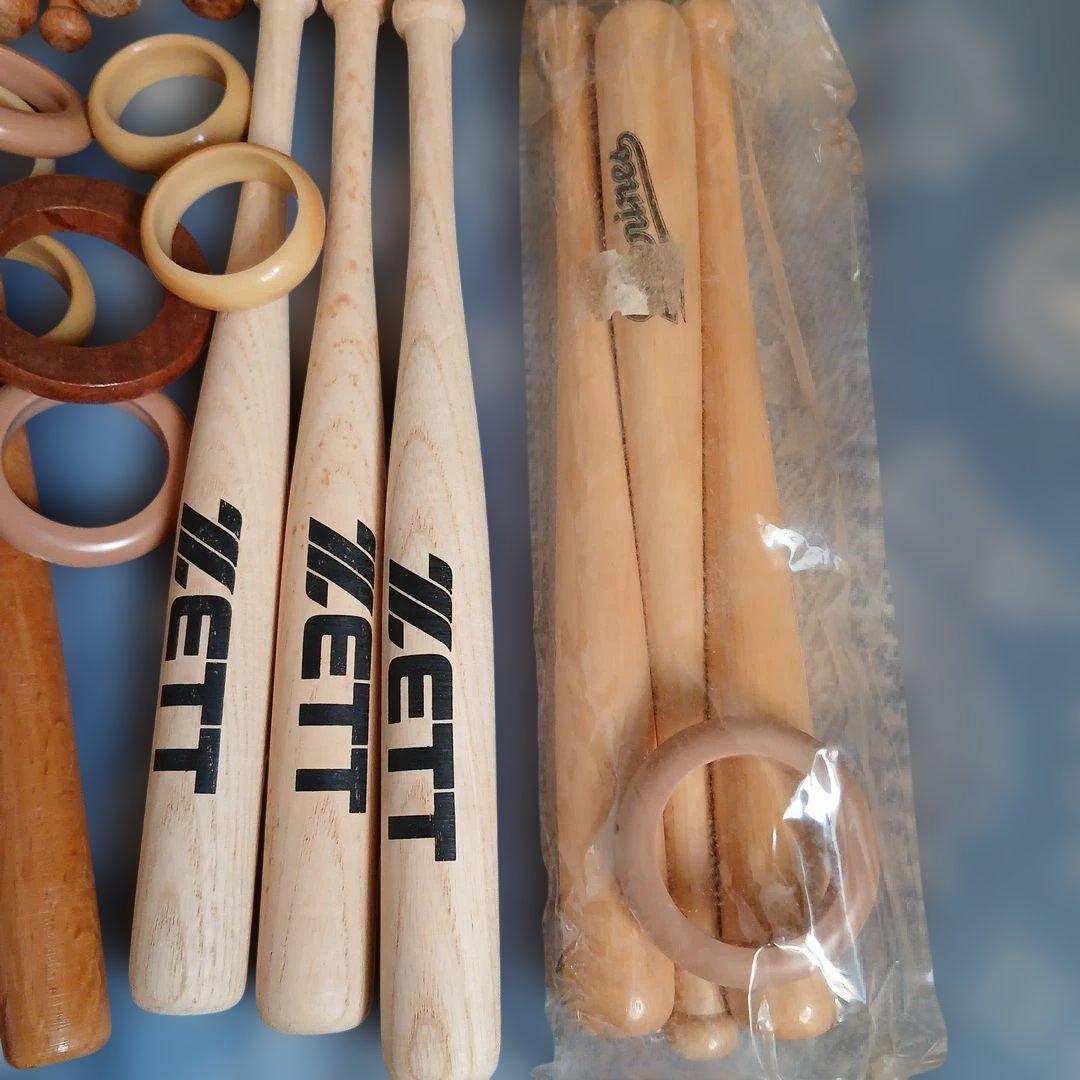 硬球野球ボール6個と木製ミニバット約48本セット