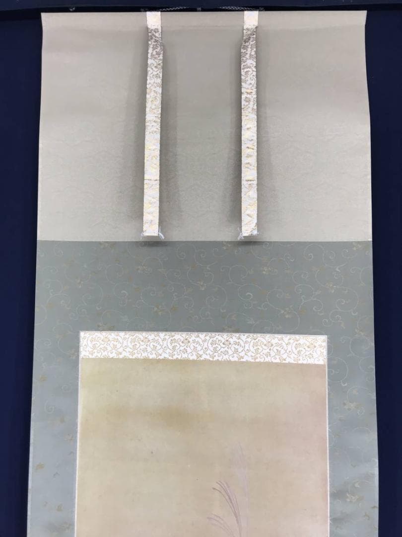 【真作】鶴豊/葉鶏頭小禽図/雁来紅/ケイトウ図/掛軸/名家伝来/AB-838