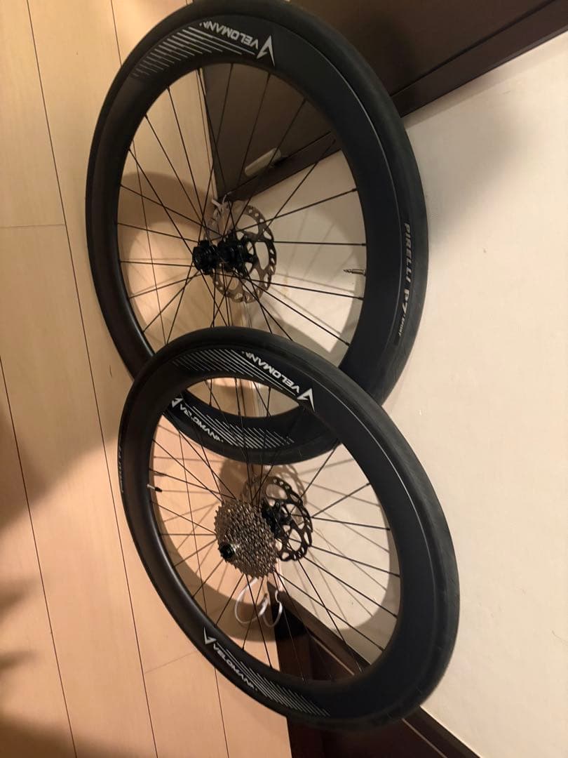 velomann 55mm カーボンホイール　ディスク、タイヤ、ローター付き