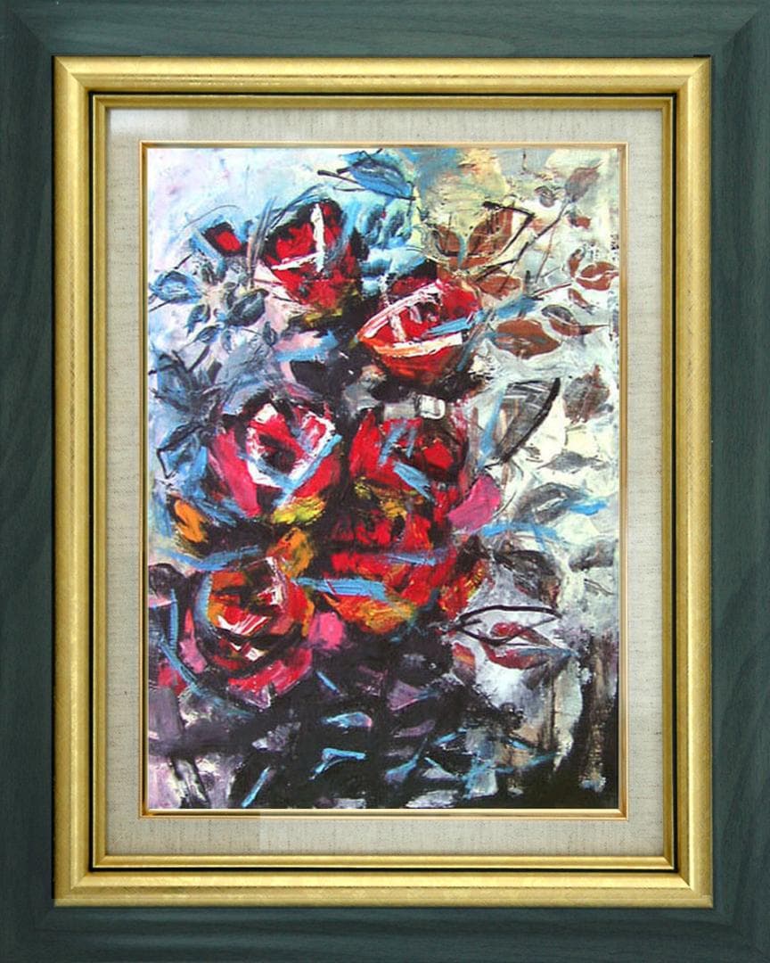 油絵 菅家令子 絵 絵画 インテリア uF6-050303 花 ばら