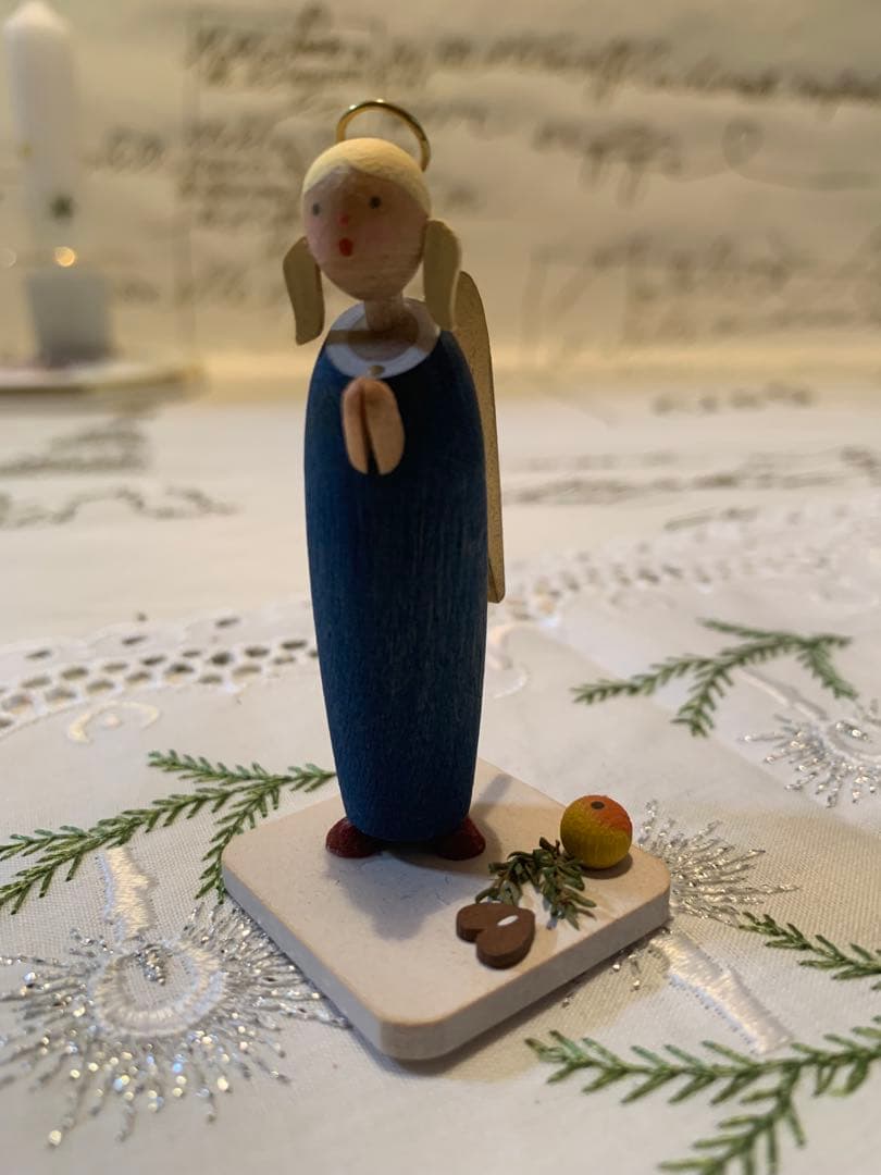 ドイツ木製人形　美品レアなギュンターライヒェル社のお祈りする天使の女の子可愛い！