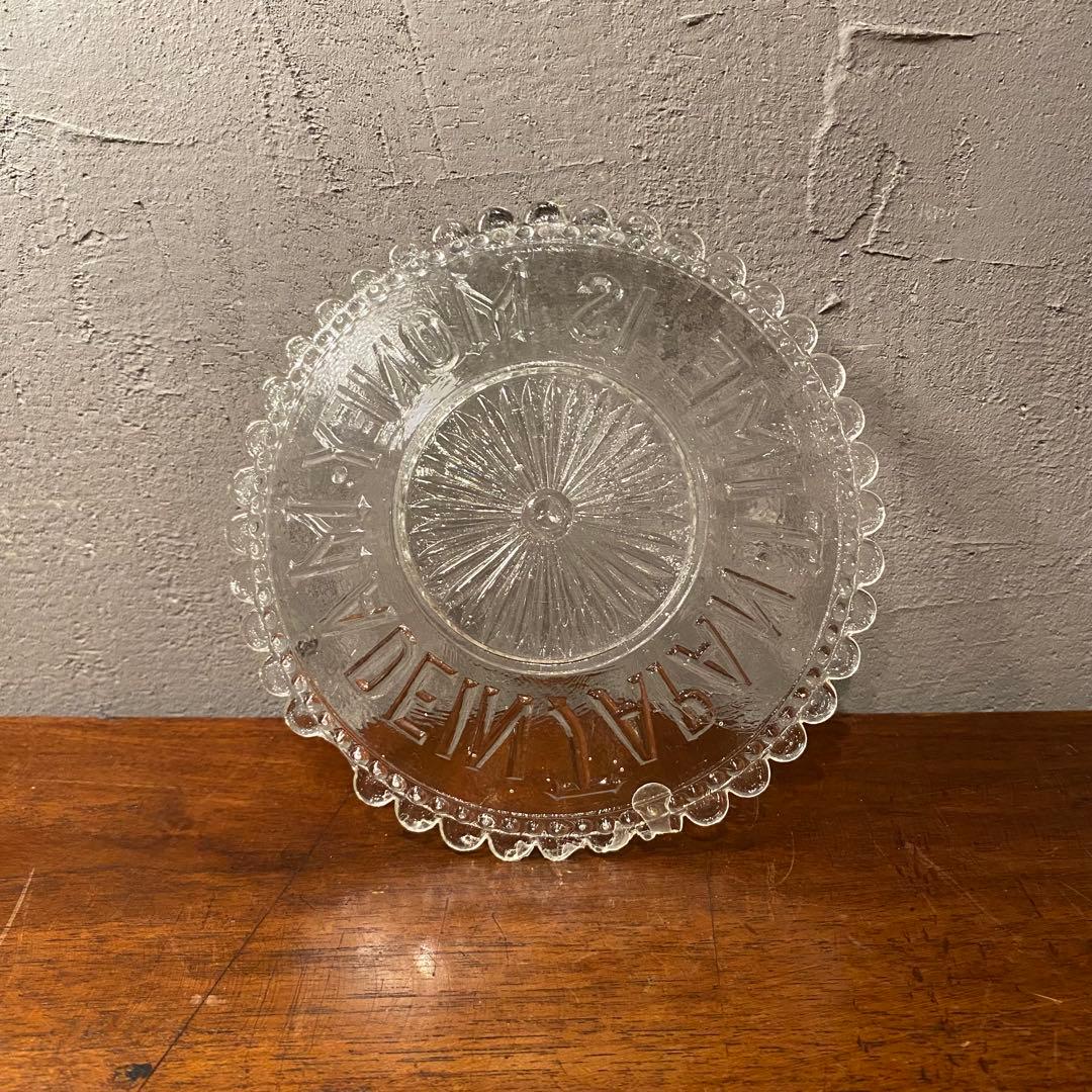 骨董品 明治 大正 プレスガラス格言皿 コレクション TIME IS MONEY