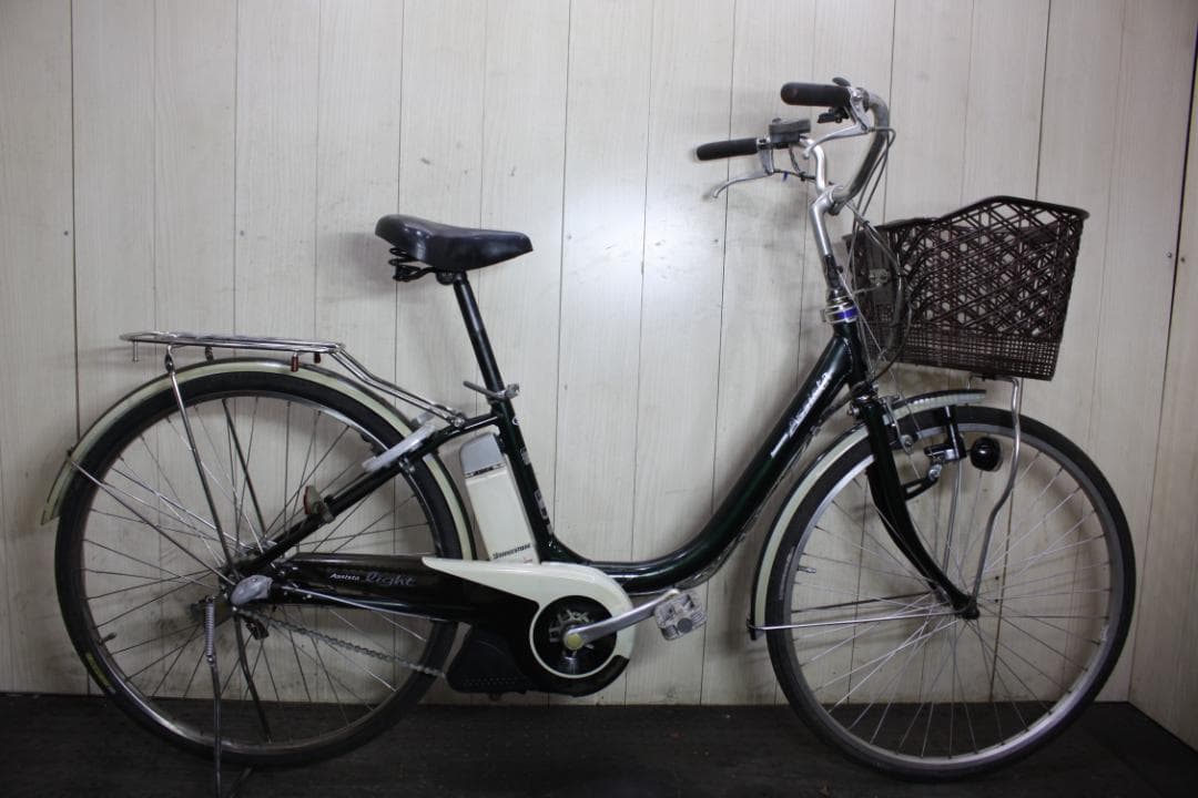 電動アシスト自転車 黒 アルミバスケット付き