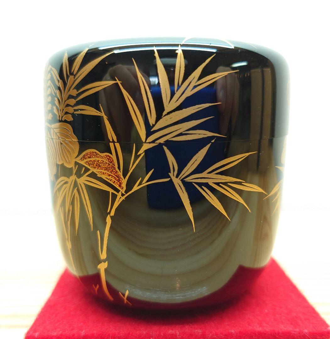 eyeknow 茶道具 大棗 京塗 桐竹蒔絵 真塗 木製 北村葵春 共箱