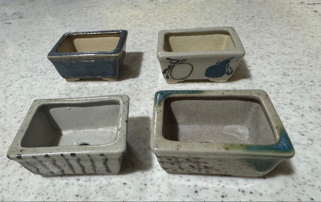 清香 豆盆栽鉢 4点セット 4.5×5.5×2.7cm 昭和レトロ