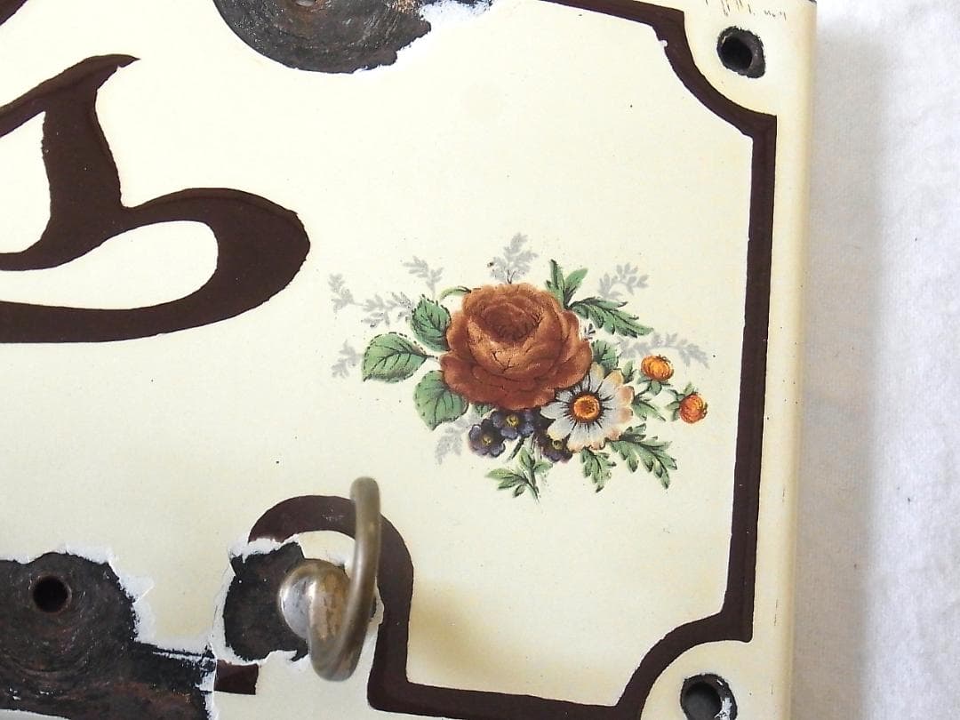 フランス製 ホーロー「Clefs」キーラック アンティーク 壁掛けキーフック