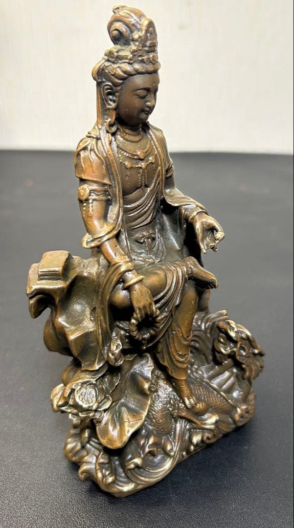 M古銅観自在菩薩　旧家蔵出し、骨董品、縁起物、風水、お守り、古美術、刻印