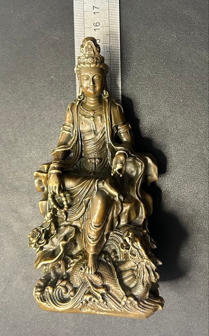 M古銅観自在菩薩　旧家蔵出し、骨董品、縁起物、風水、お守り、古美術、刻印