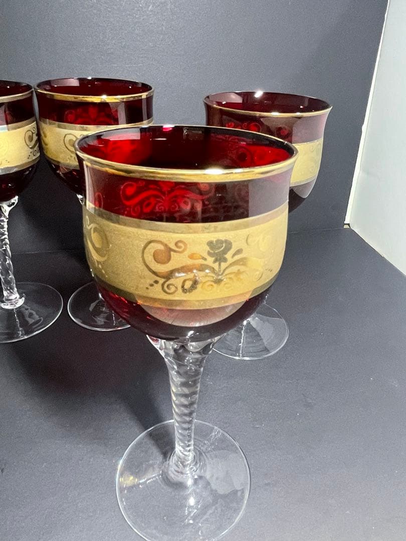 ラグーナムラノ　24k金彩　高級ベネチアングラス　４客セット