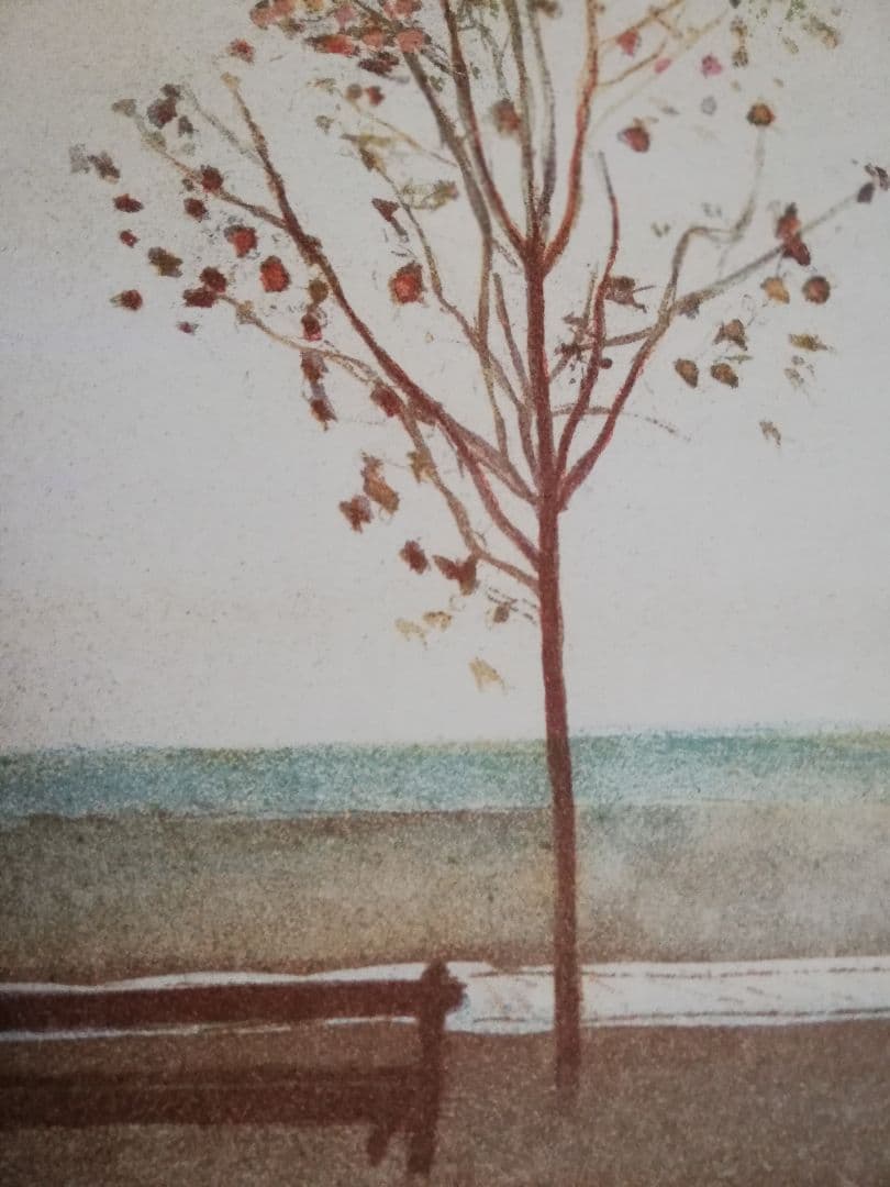 アート588　「浜辺(サンフランシスコ)」　チェコのリトグラフ(石版画)