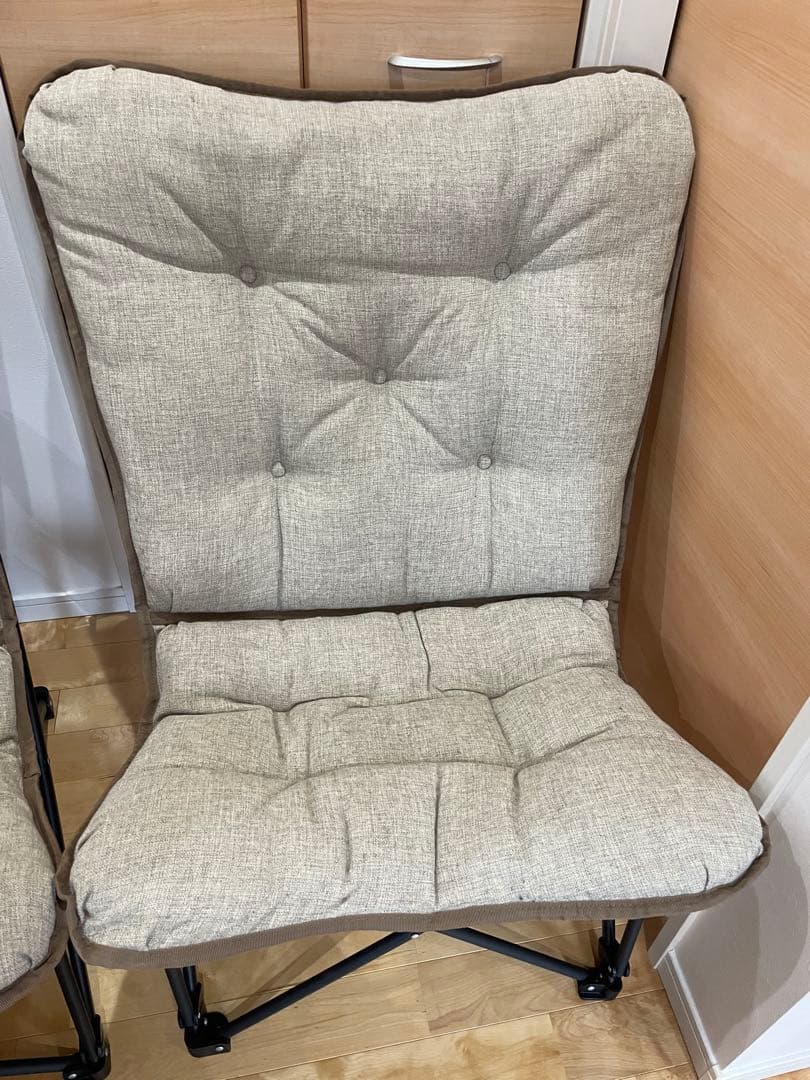グレー系ファブリック折りたたみチェア2脚セット