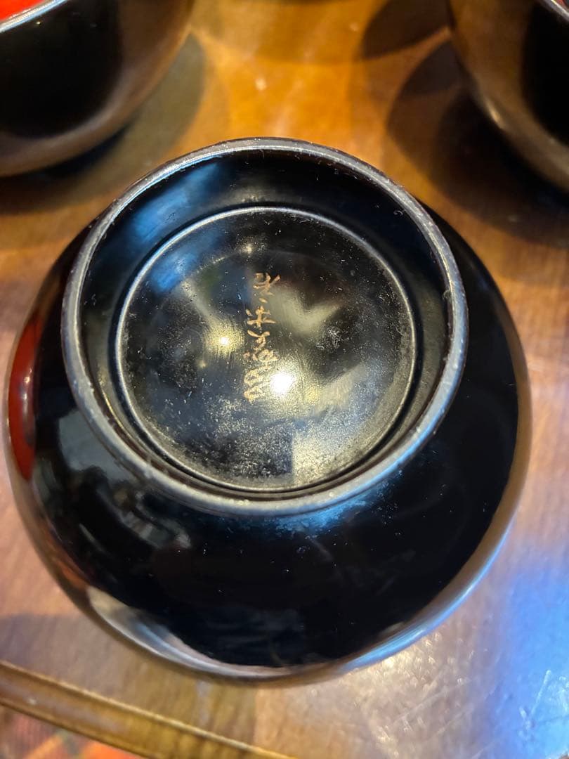 漆器　木製　吸物椀　8客　鶴文　蒔絵　輪島塗