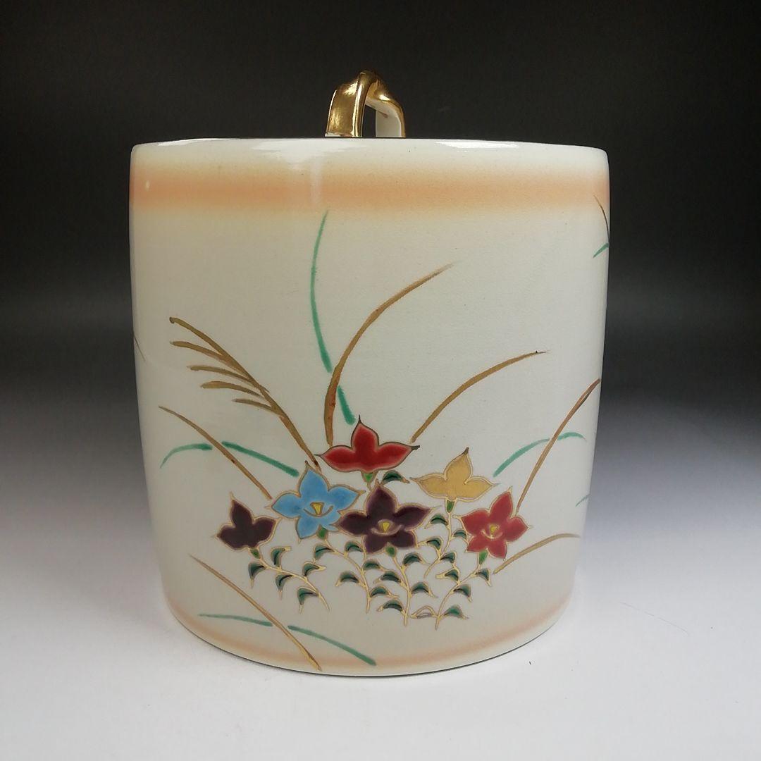 Ｔ９２７　水指　『仁清　芒に桔梗』『御室窯 造』　共箱　茶道具