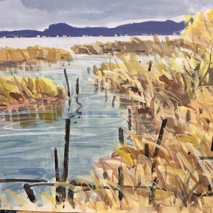 秋色     水彩画   荒木久夫 NO3