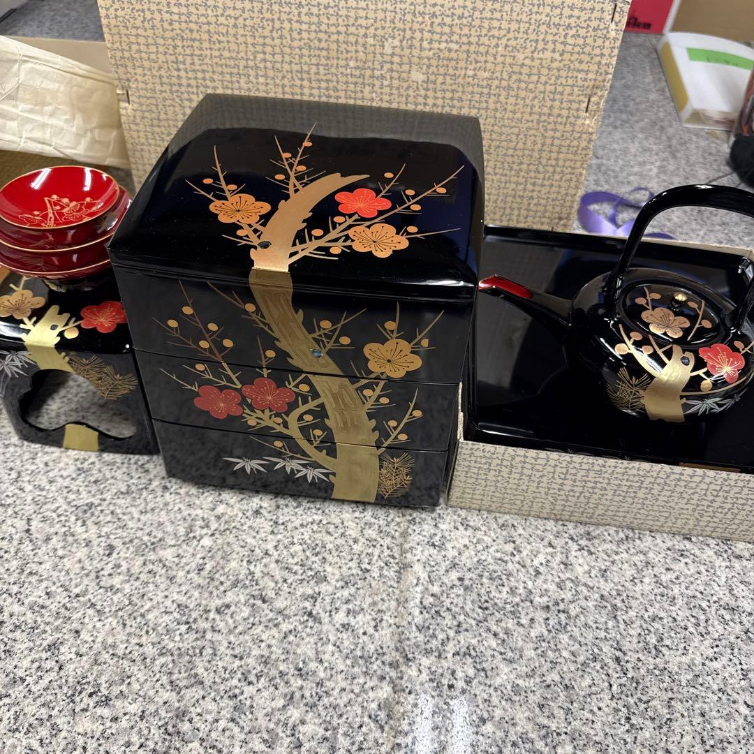 会津塗 漆器 工芸品 重箱 屠蘇器 セット 松竹梅 インテリア 小物 格安