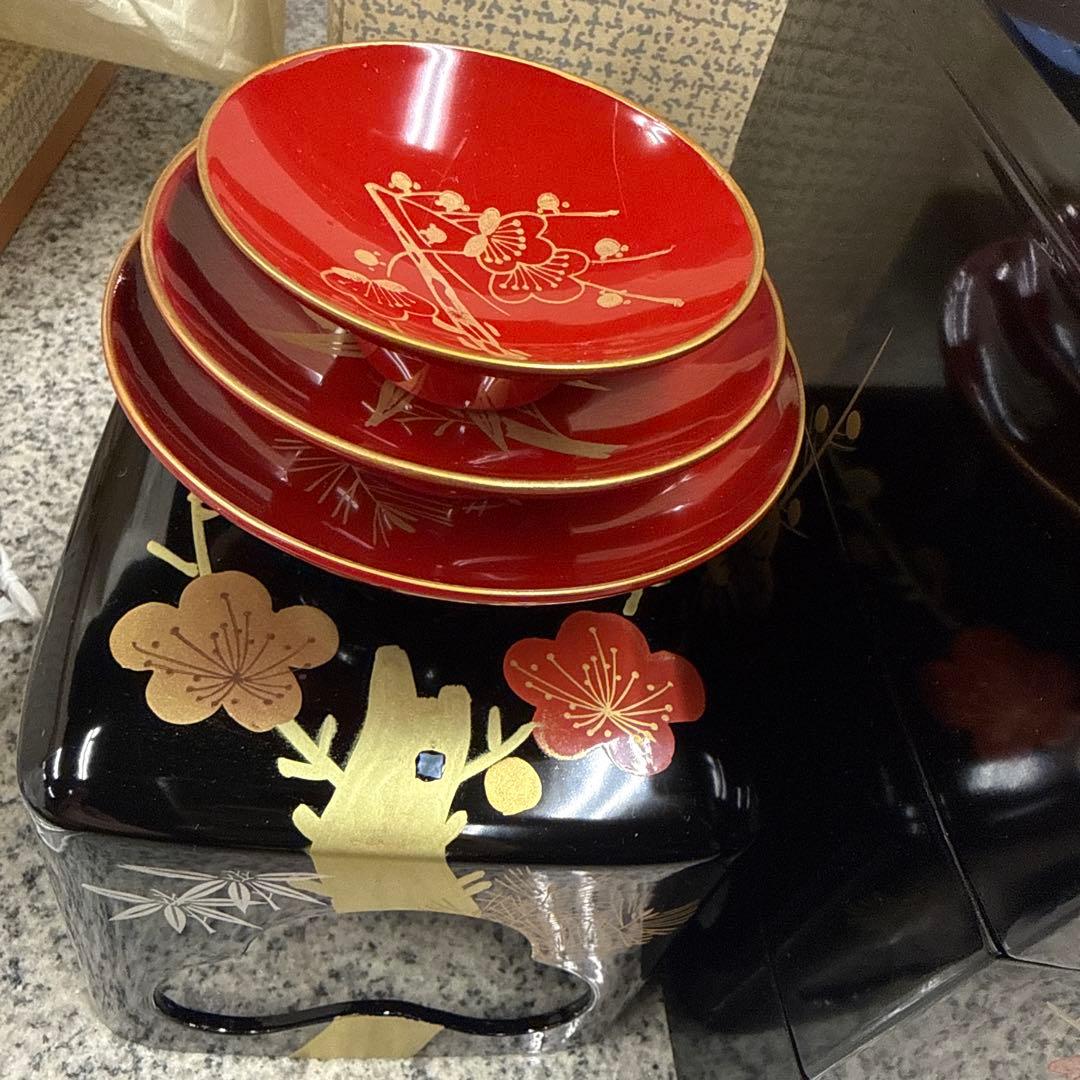 会津塗 漆器 工芸品 重箱 屠蘇器 セット 松竹梅 インテリア 小物 格安