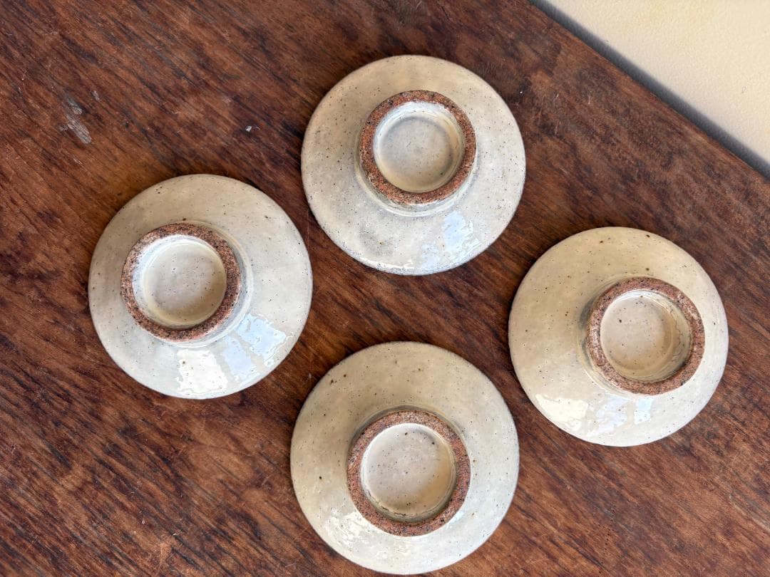 舩木研兒　白秞（粉引）高台小皿　４客セット