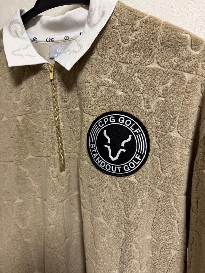CPG GOLF メンズ パイル 半袖 シャツ ベージュ