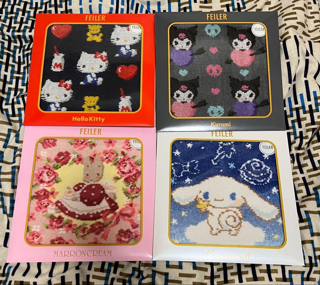 FEILER サンリオ コラボ タオルハンカチ 4枚セット