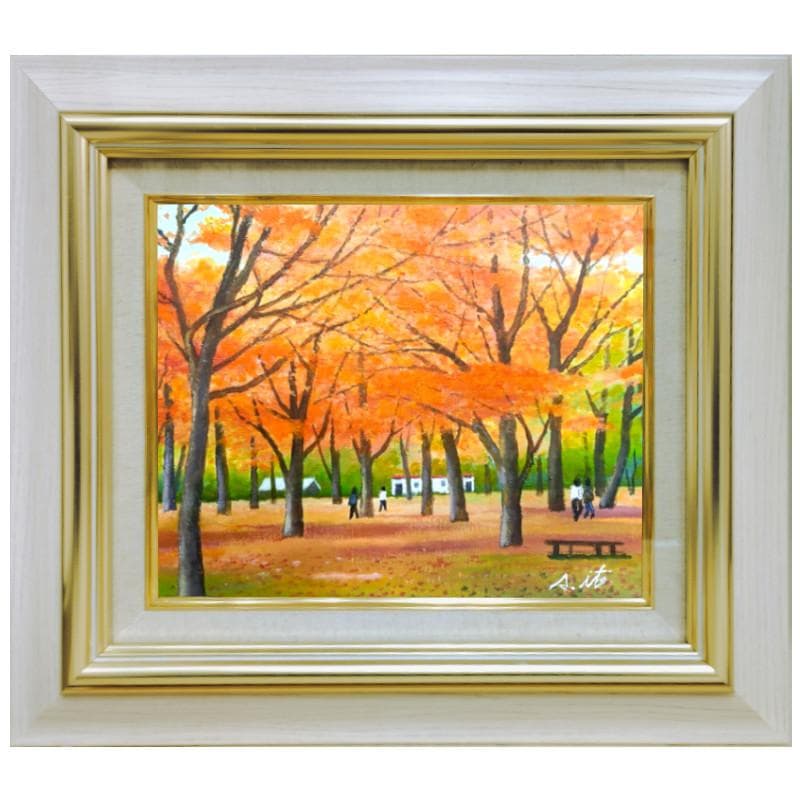 ☆伊藤正一☆「 紅葉の円山公園」　F3号サイズ　新品！