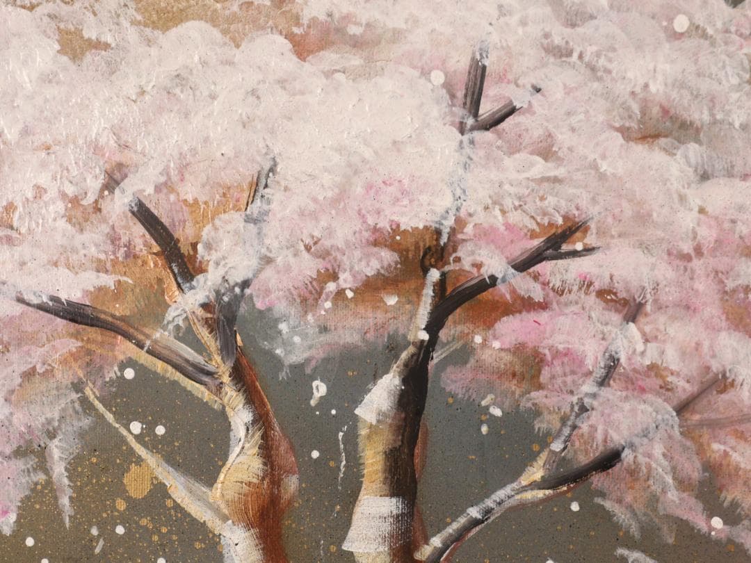 【真作】　立川広己 「 夫婦桜 」　F4号　油彩　直筆サイン　一枚の繪