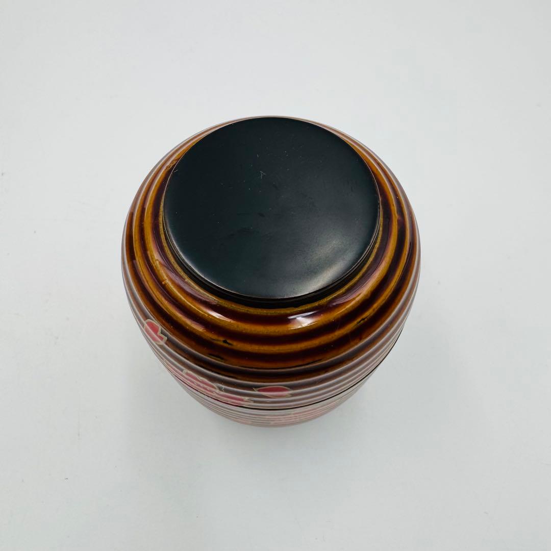 【中村湖彩造　夜桜蒔絵　提灯型茶器　棗　茶道具　共箱】骨董　アンティーク