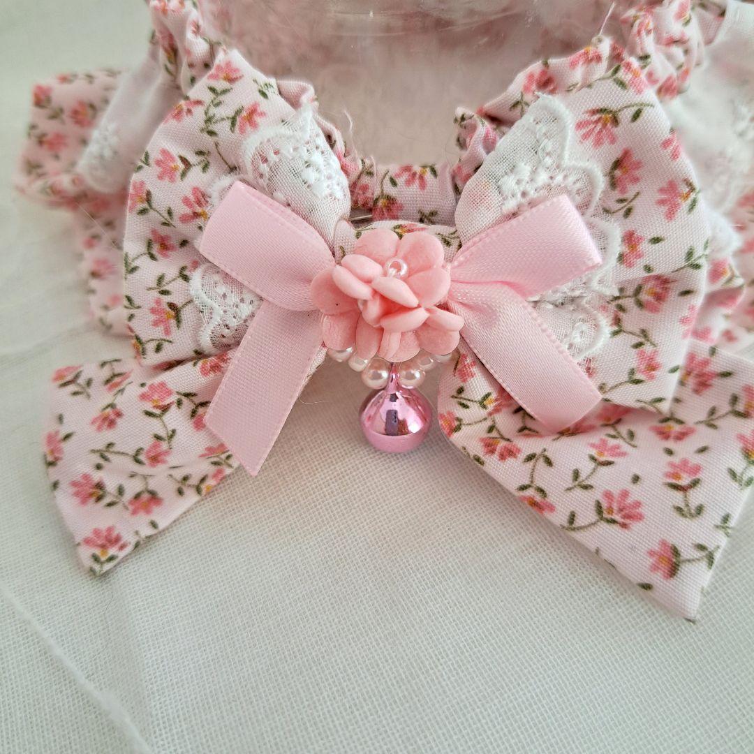 幅広シュシュ(小花ピンク)わんちゃん猫ちゃん用