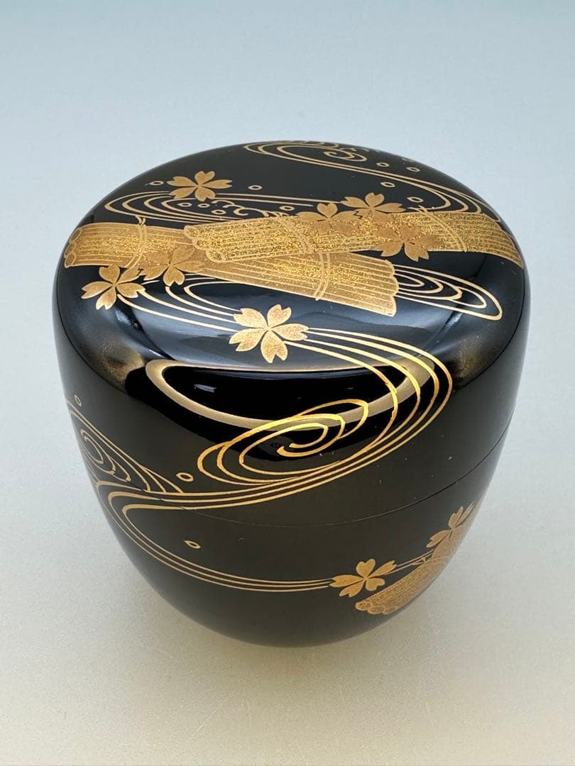 茶道具　棗　稲井玉甫　桜川蒔絵