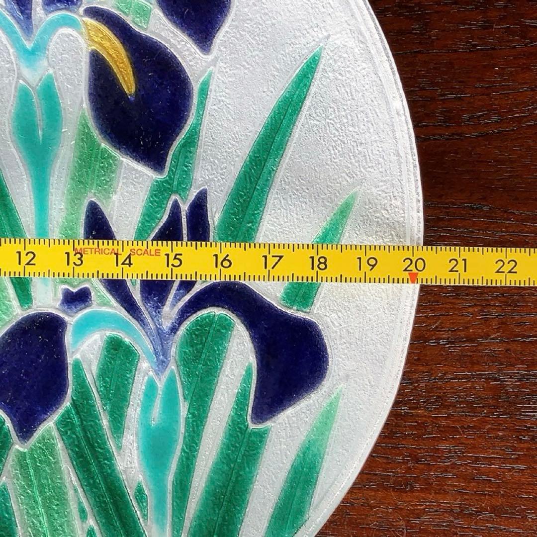 安藤七寶店 丸形銀彩杜若飾皿 箱あり 菖蒲 あやめ 絵皿 海外の方への贈り物にも