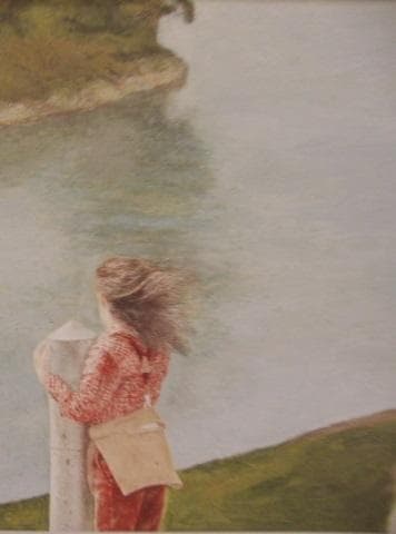 大津英敏、【河】、希少な額装用画集より、新品額装付、状態良好