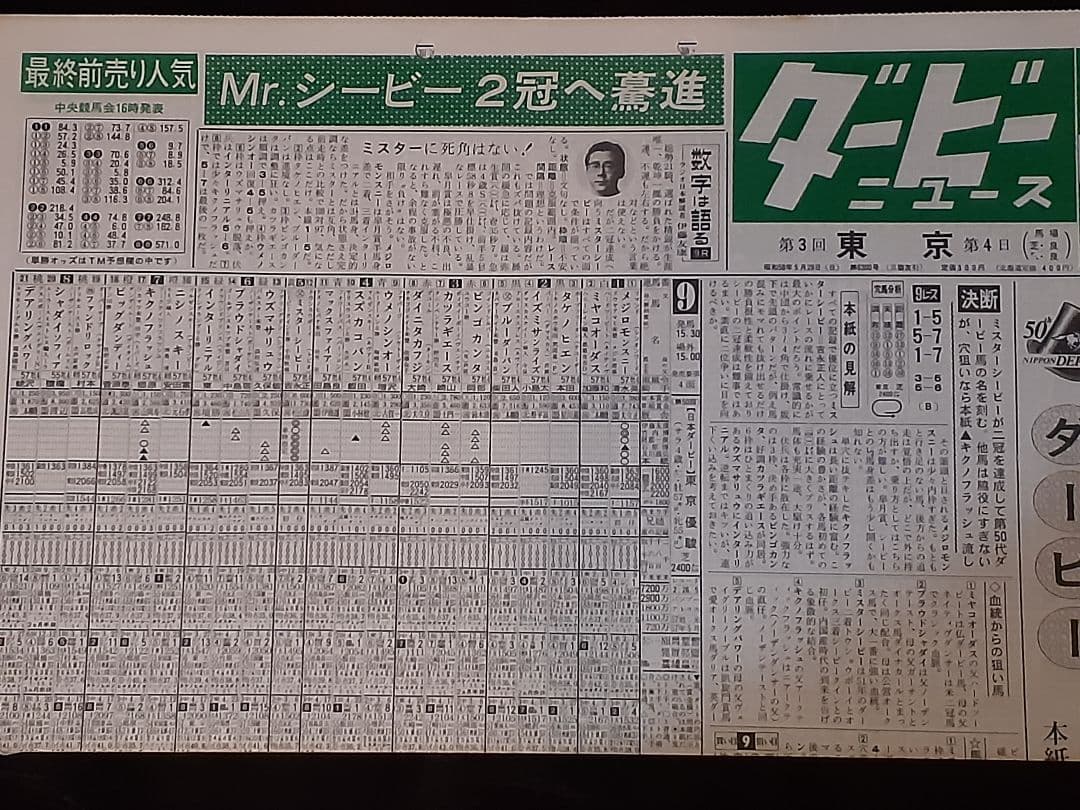 ミスターシービー号 三冠&天皇賞秋、JC、有馬記念 競馬新聞
