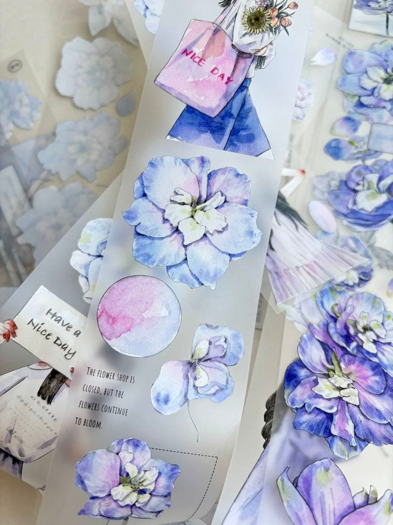 ⭐️SALE⭐️KAIXUN《大花飞燕草》海外マスキングテープ　マステ 【1795】