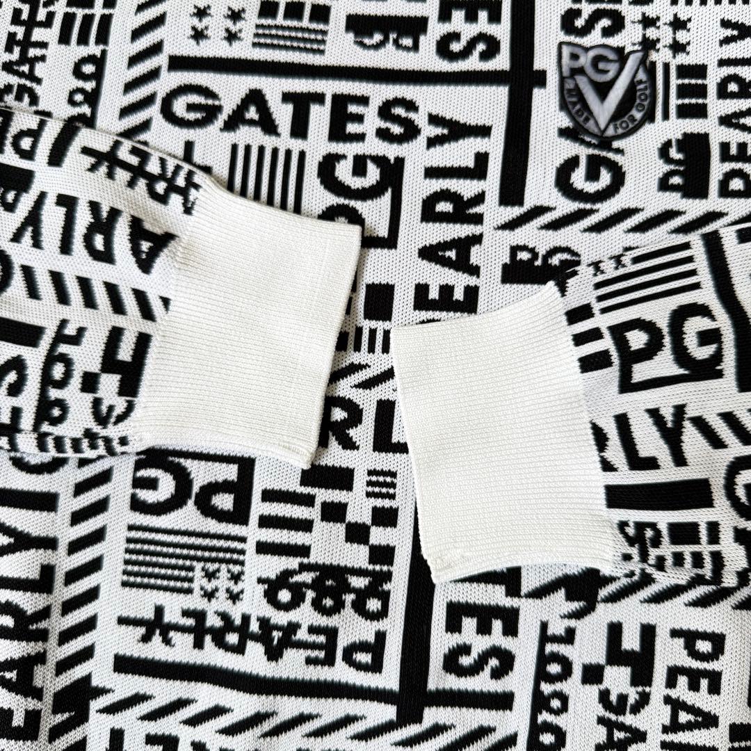 美品　パーリーゲイツ　ニット　総柄　黒　白　S〜M相当　ロゴデザイン　4