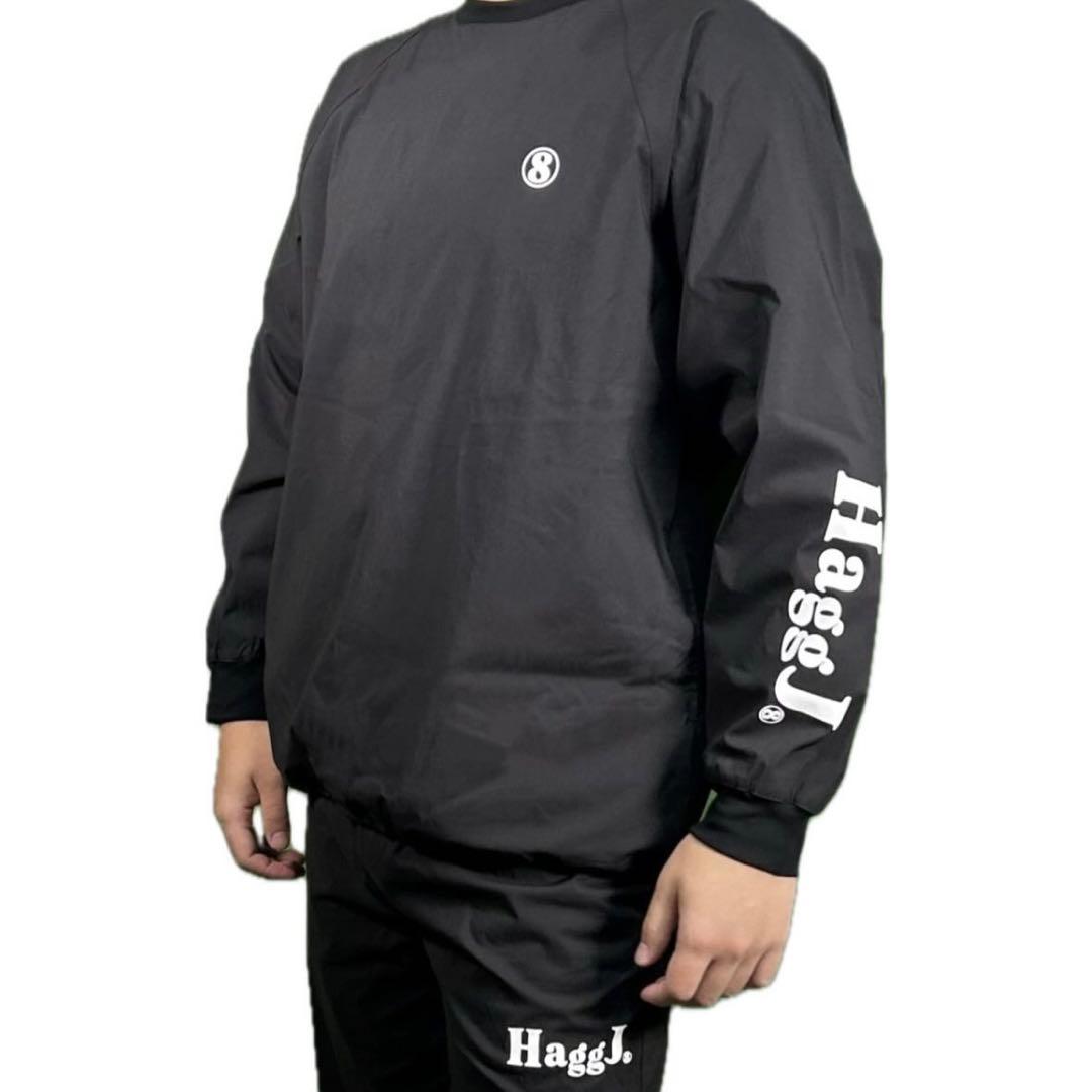 HaggJ⑧ ゴルフウェア　セットアップ　ブラック ロゴ入り長袖ウェア