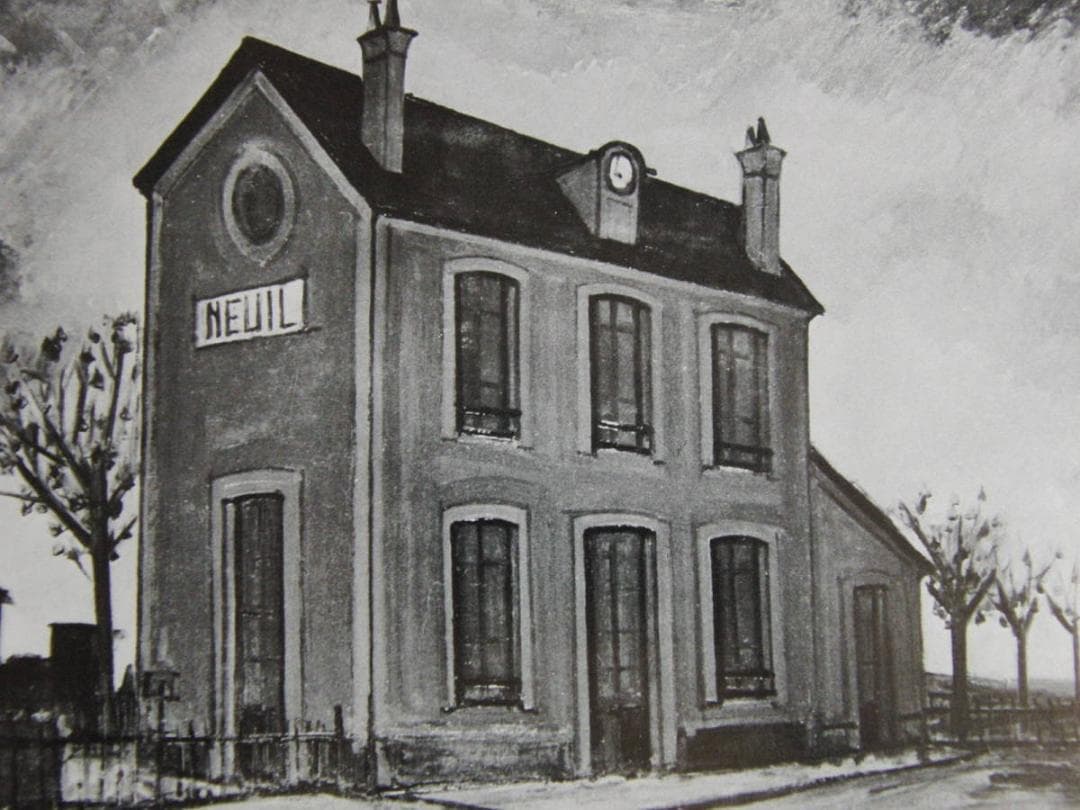 ベルナール・ビュッフェ、「Gare de Neuil」、希少画集の額装画