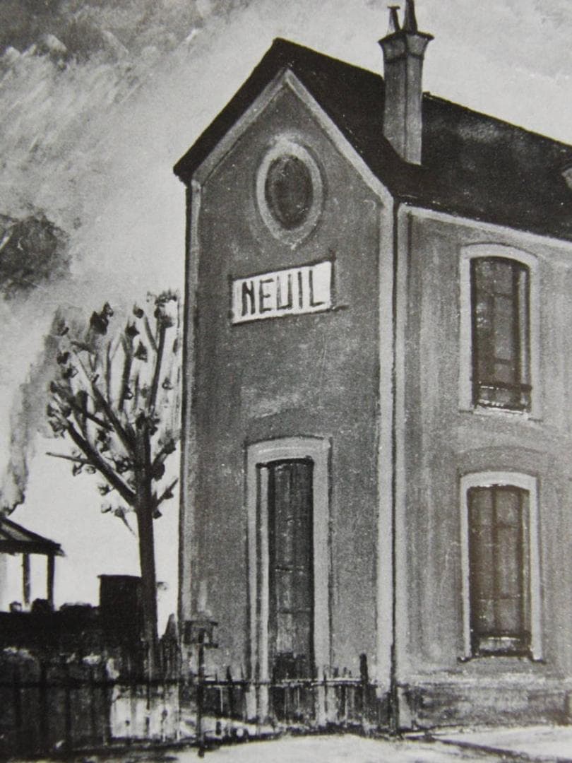 ベルナール・ビュッフェ、「Gare de Neuil」、希少画集の額装画