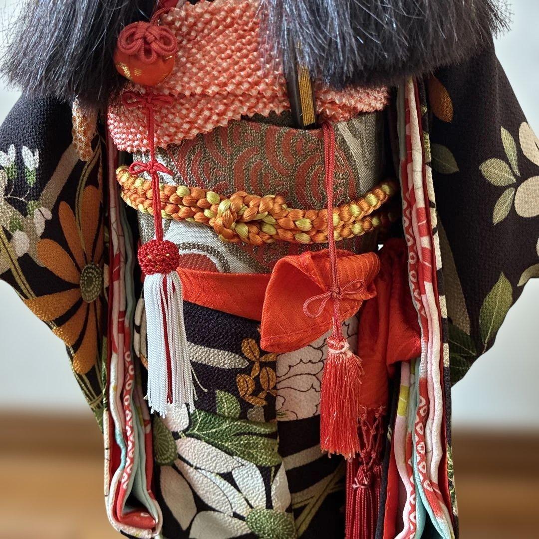 藤村明光作市松人形 伝統的な和装 黒髪