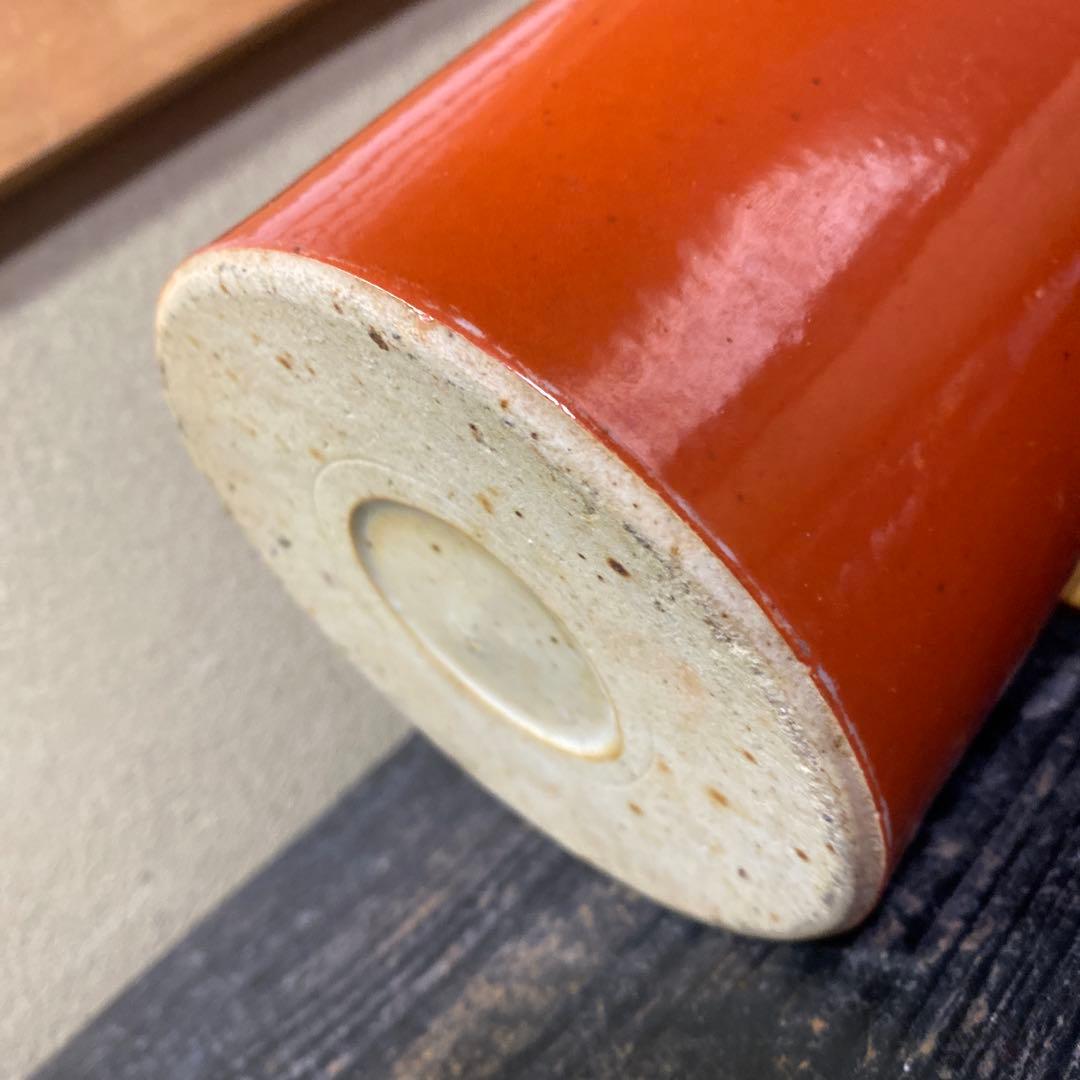 中国古玩　血赤珊瑚色筆頭　28cm11cm