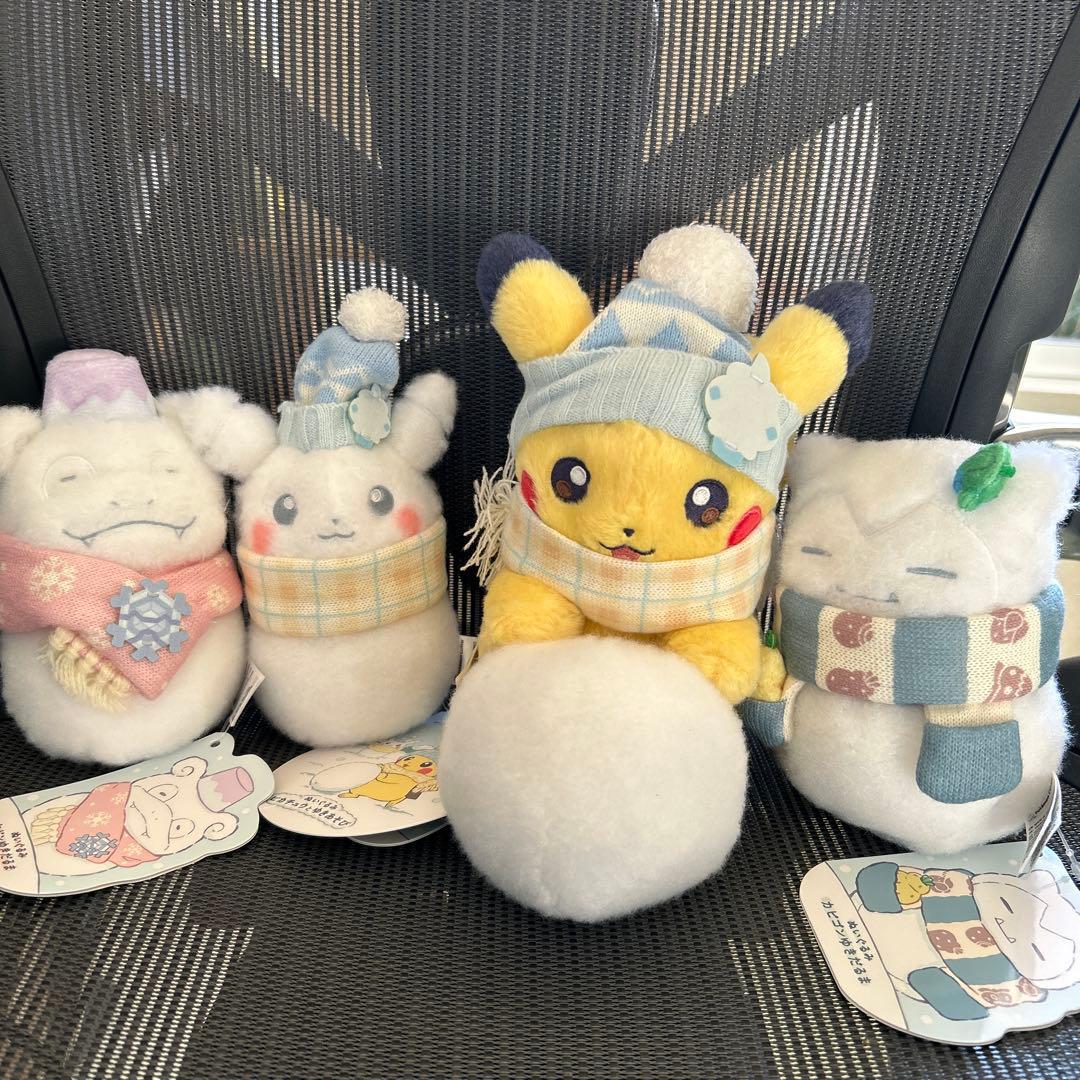 ピカチュウとゆきあそび ピカチュウ　カビゴン　ヤドン　ゆきだるま　4点セット
