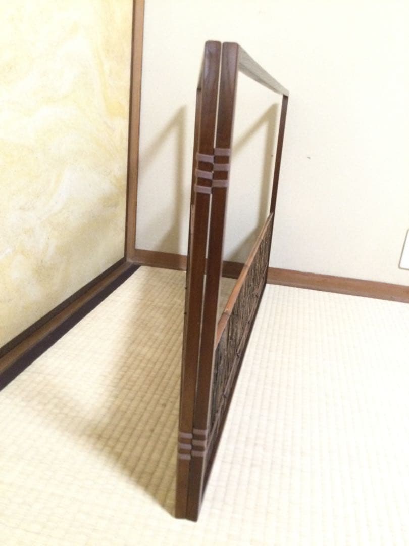 夏用 風炉先屏風 桑縁黒竹簾 杉乃井謹製 茶道具 紙箱付 L173