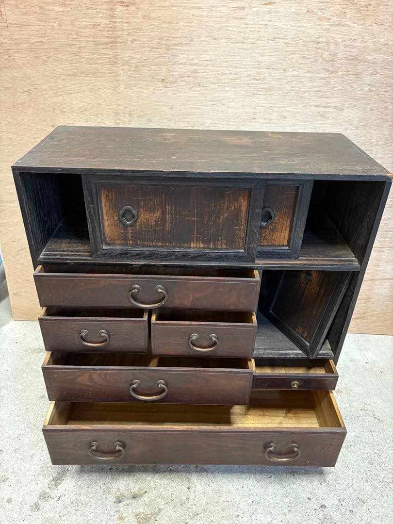 木製タンス 6引き出し ダークブラウン