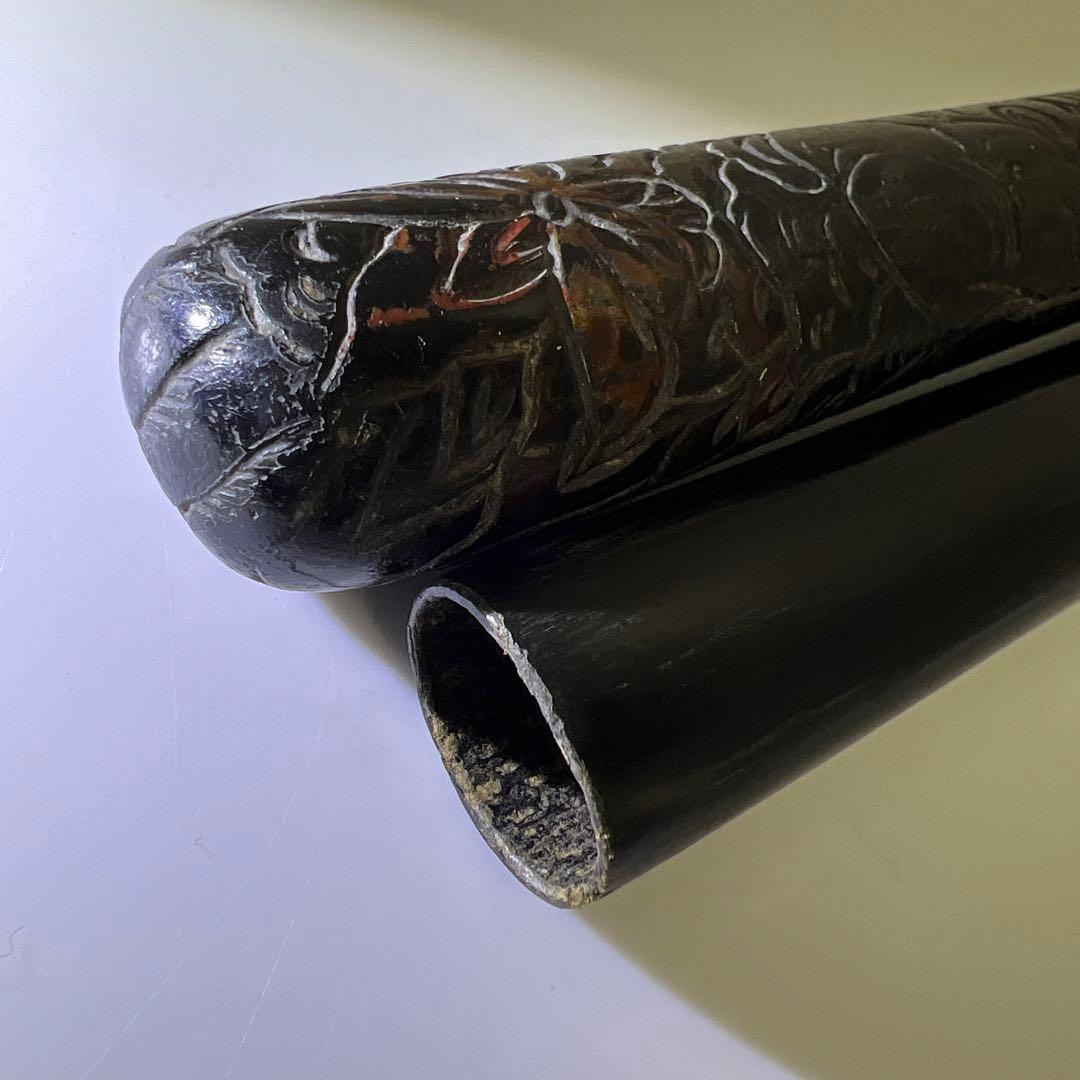 江戸時代　堆黒煙管筒　46g 東Y8-0123☆2F