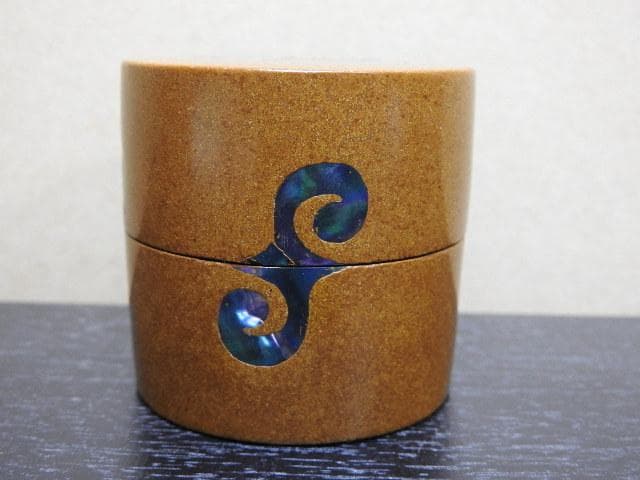 螺鈿蝦夷文棗　大谷歓致　共箱　MA39