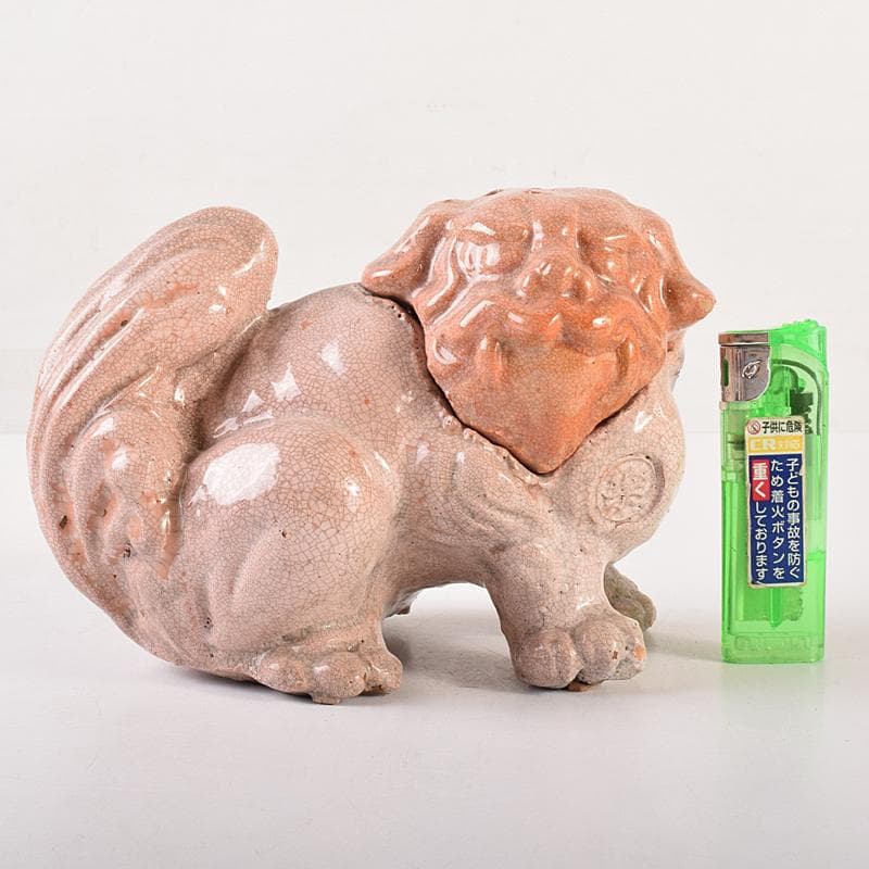 茶道具　楽焼　白楽獅子香炉　V　R7840