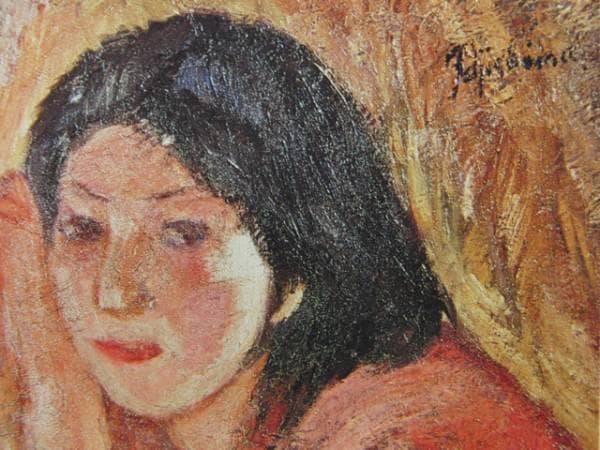 藤島武二、「紫陽花」、希少な画集の額装画、オーダーマット付・日本製新品額入り