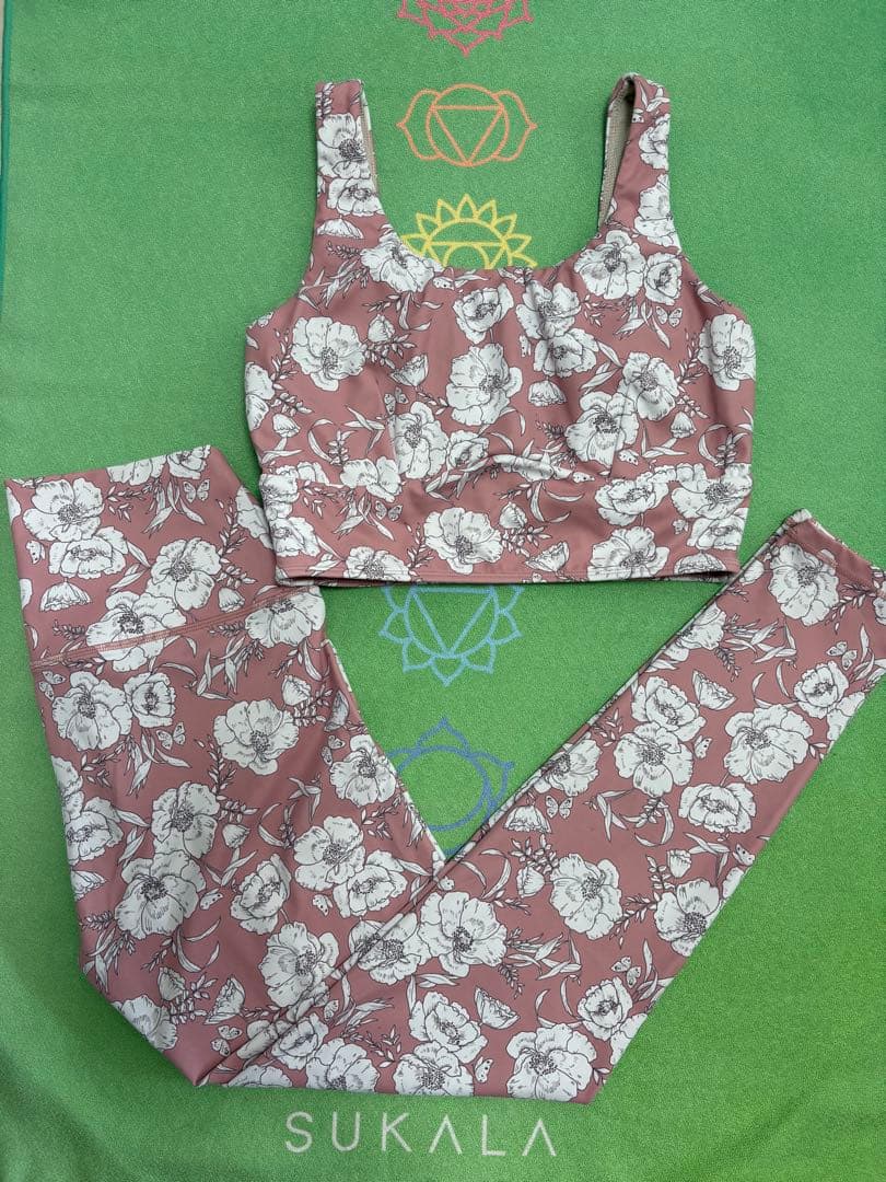【SUKALA】 フラワープリント ヨガウエアセットアップ Mサイズ