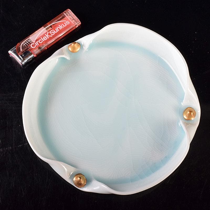 和食器　加藤洋二作　氷裂皿　五客　共箱　D　R8094B