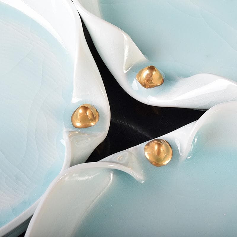 和食器　加藤洋二作　氷裂皿　五客　共箱　D　R8094B